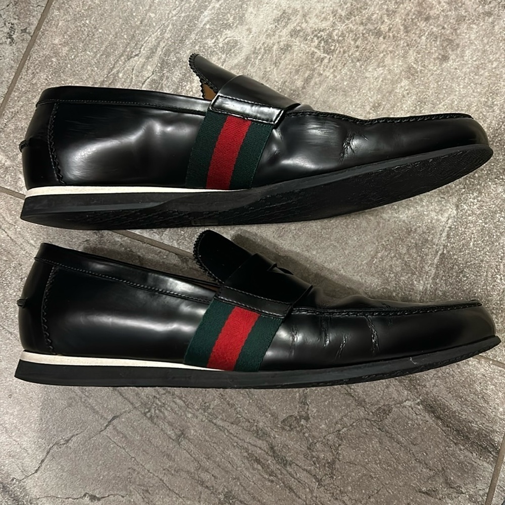GUCCI Black and Red Loafers Slip-Ons - Picture 7 of 14